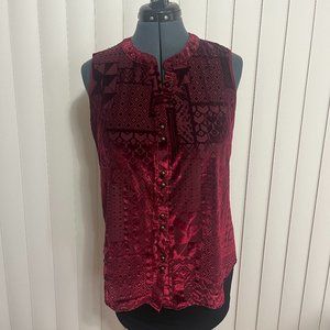 PerSeption Concept - Burgundy, sleeveless, button down blouse Size M